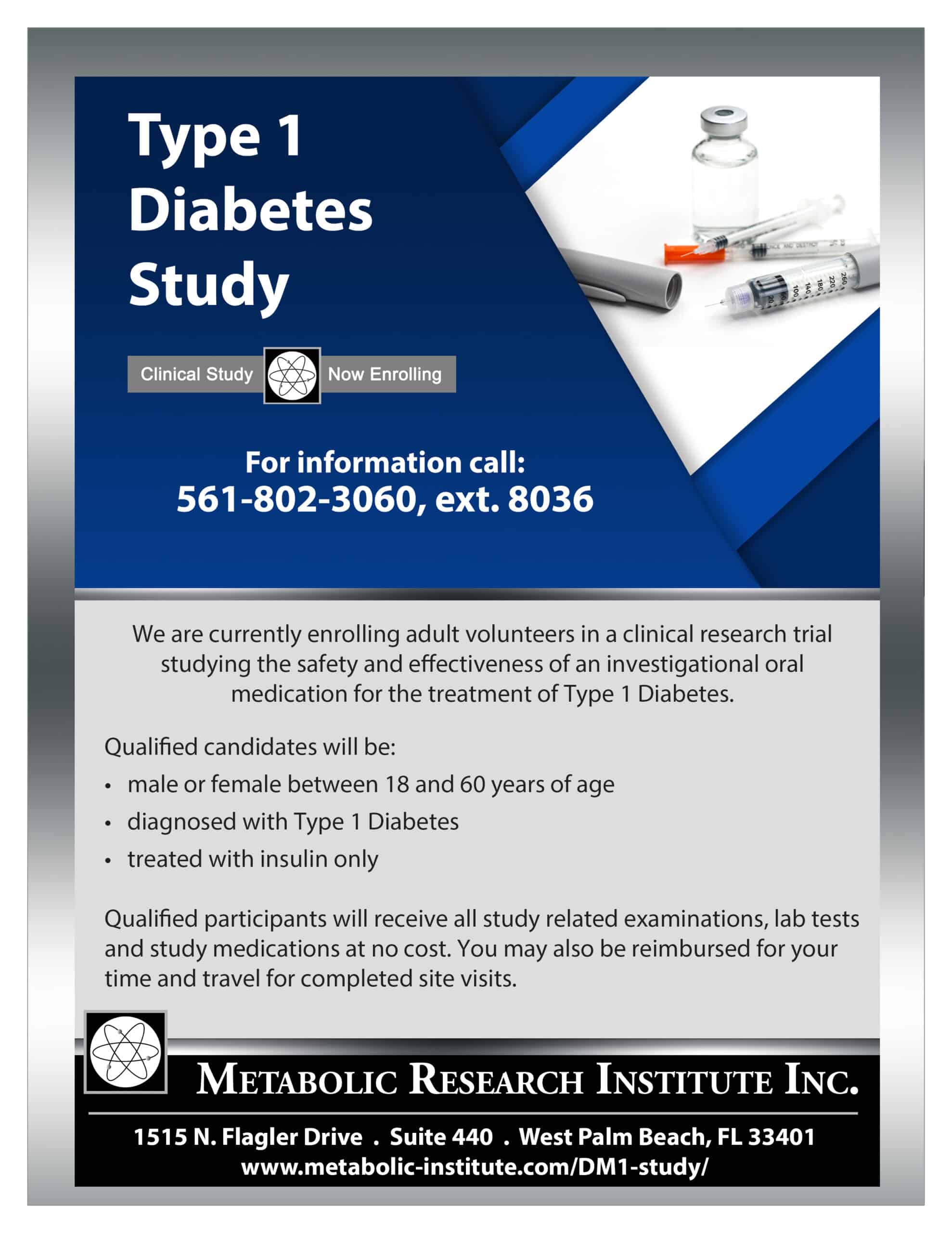 Study is to evaluate the safety and effectiveness of an investigational oral medication for the treatment of Type 1 Diabetes.