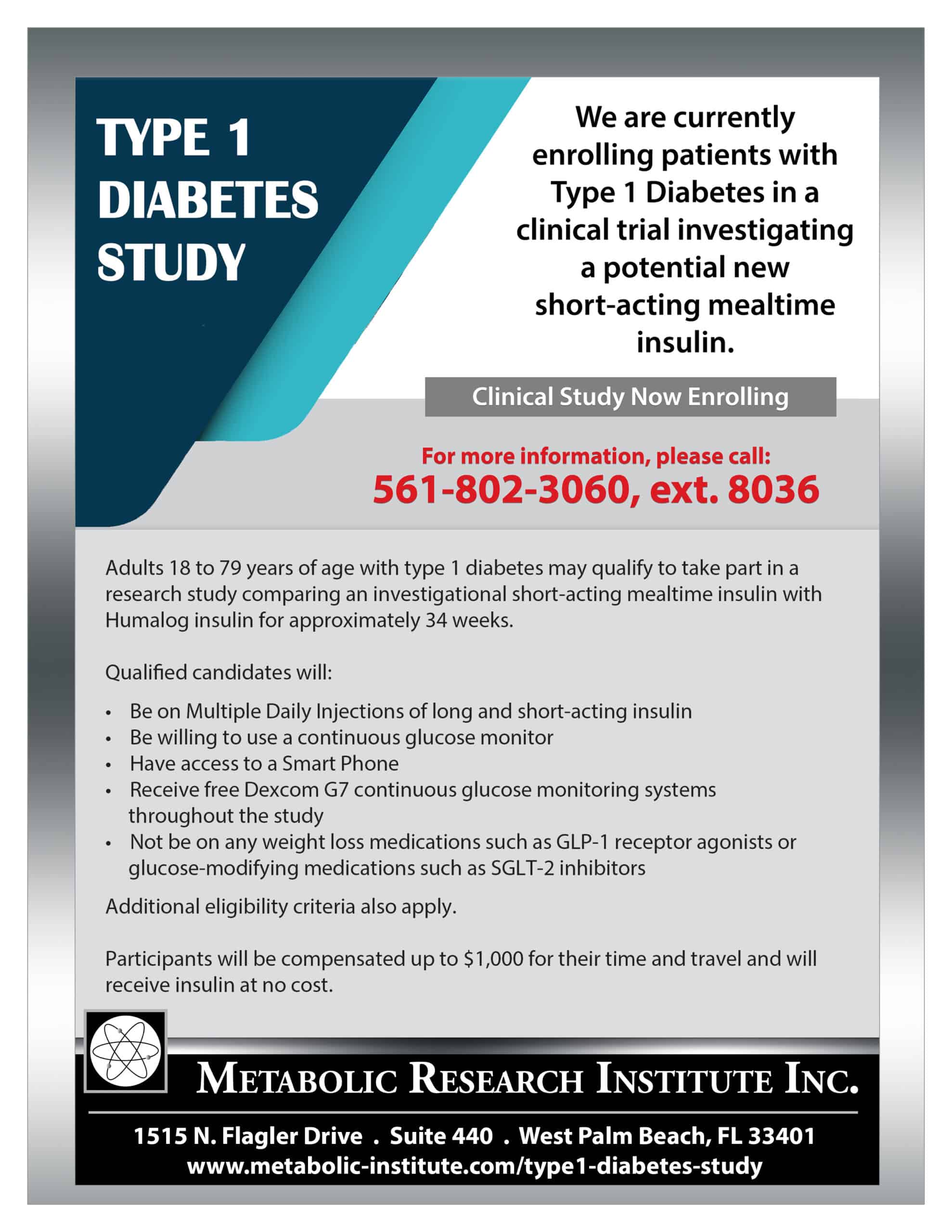 Type 1 Diabetes Study Flyer