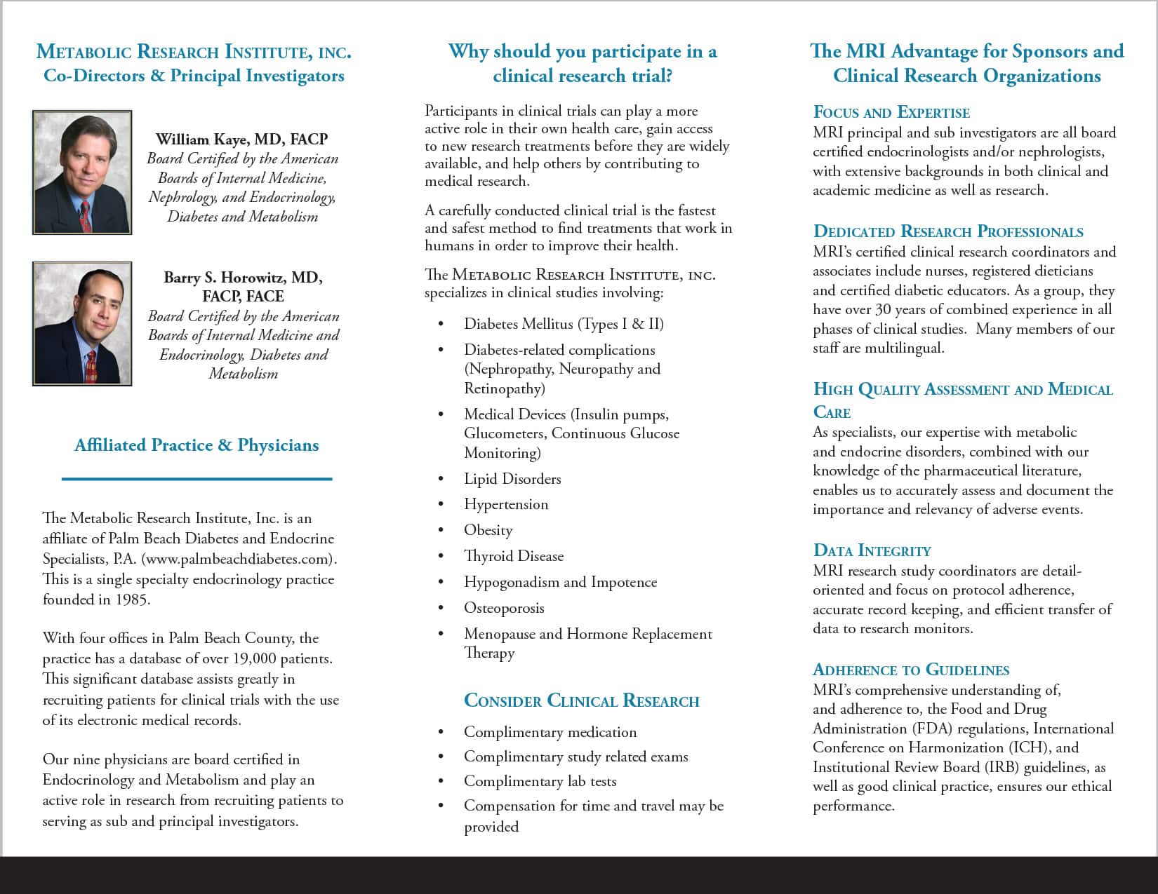 Metabolic Research Institute Brochure Inside